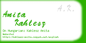 anita kahlesz business card